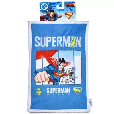 Product DC Comics Superman Crinkle Comic Book Dog Toy 10"