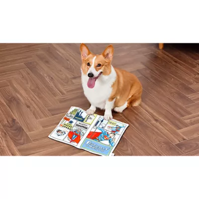 Product DC Comics Superman Crinkle Comic Book Dog Toy 10"