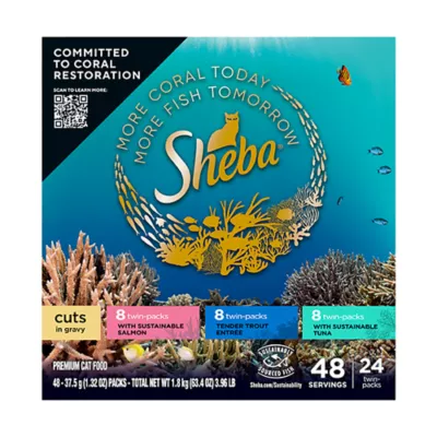 Product SHEBA Wet Cat Food, Salmon, Tuna, Trout, Variety Pack, 24 CT, 31.7 OZ