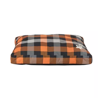 Product Thrills & Chills® Orange Plaid Gusset-Style Pillow Dog Bed