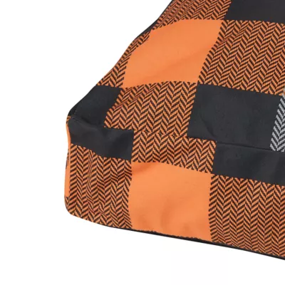 Product Thrills & Chills® Orange Plaid Gusset-Style Pillow Dog Bed