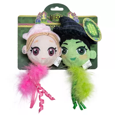 Product Wicked Glinda and Elphaba Heads Plush Cat Toy, 2 Pack