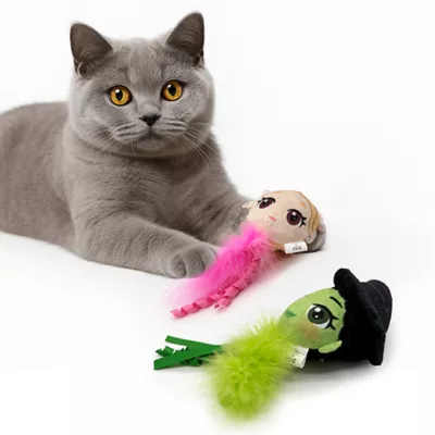 Product Wicked Glinda and Elphaba Heads Plush Cat Toy, 2 Pack