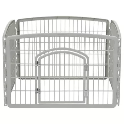 Product IRIS, 24-inch Exercise 4-Panel Pet Playpen with Door, Silver