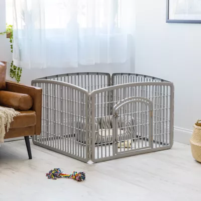 Product IRIS, 24-inch Exercise 4-Panel Pet Playpen with Door, Silver