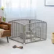 Product IRIS, 24-inch Exercise 4-Panel Pet Playpen with Door, Silver
