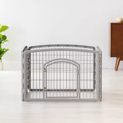 Product IRIS, 24-inch Exercise 4-Panel Pet Playpen with Door, Silver