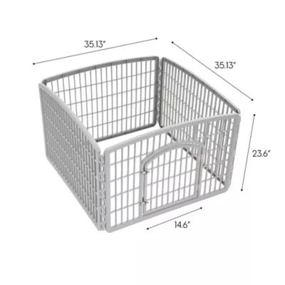 Product IRIS, 24-inch Exercise 4-Panel Pet Playpen with Door, Silver