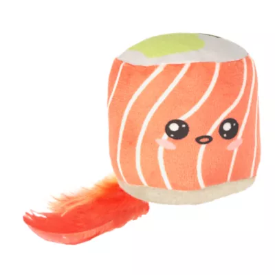 Product Meowland Sushi Roll Catnip Plush w/ Feathers Cat Toy