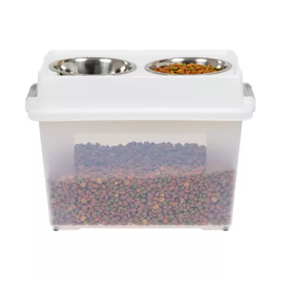 Product IRIS, 47 Lbs. Airtight Pet Food Container, Dog - Cat Food Storage Bin - Treat Box with Bowls