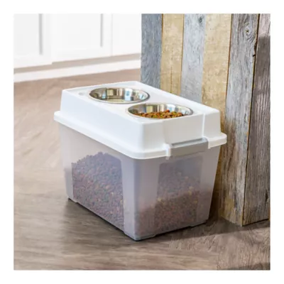 Product IRIS, 47 Lbs. Airtight Pet Food Container, Dog - Cat Food Storage Bin - Treat Box with Bowls