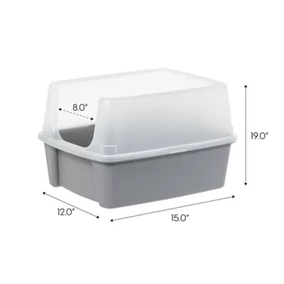 Product IRIS, Open Top Cat Litter Tray with Scoop and Scatter Shield, Cat Litter Pan, Gray