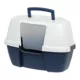 Product IRIS, Large Corner Cat Litter Box with Lid - Enclosed Design, Handle & Buckles, Navy/White