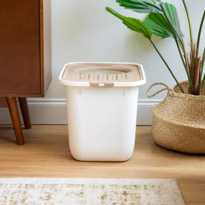 Product IRIS, Large Top Entry Cat Litter Box - Litter Catching Lid Enclosure, White/Beige