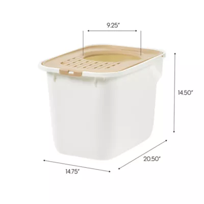Product IRIS, Large Top Entry Cat Litter Box - Litter Catching Lid Enclosure, White/Beige