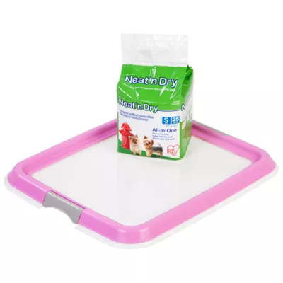 Product IRIS, Puppy Pee Pad Holder for Dog Potty Training, Holds Pads 19.33" L x 16.53" W x 1.18" H Pink