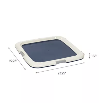 Product IRIS USA Puppy Pee Pad Holder for Dog Potty Training, Holds Pads 23" L x 22.75" W x 1.37" H, Blue