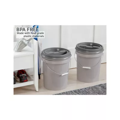 Product Mighty Tuff 5-Gallon Pet Food Storage Container Bucket w/Lid 2-Pack