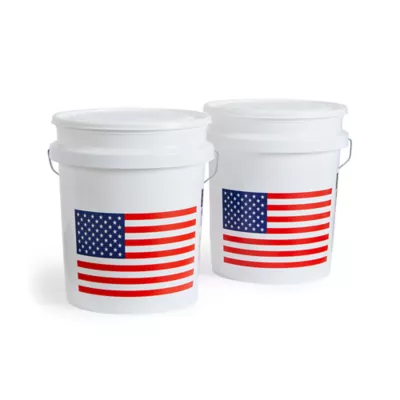 Product United Solutions 5-Gallon Haeavy Duty Plastic Bucket USA Flag 2-Pack