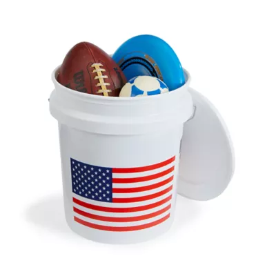 Product United Solutions 5-Gallon Haeavy Duty Plastic Bucket USA Flag 2-Pack