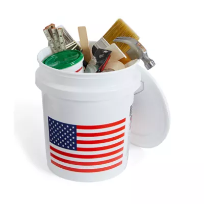 Product United Solutions 5-Gallon Haeavy Duty Plastic Bucket USA Flag 2-Pack