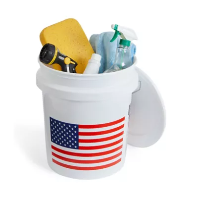 Product United Solutions 5-Gallon Haeavy Duty Plastic Bucket USA Flag 2-Pack