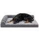 Product FurHaven Two-Tone Faux Fur and Suede Orthopedic Deluxe Chaise Lounge Dog Bed - Stone Gray