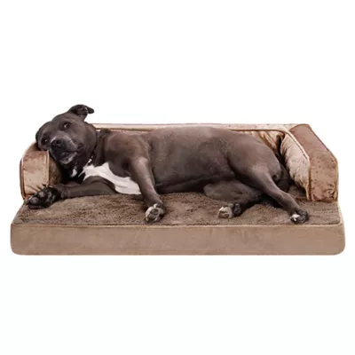 Product FurHaven Plush & Velvet Comfy Couch Orthopedic Sofa-Style Dog Bed - Almondine