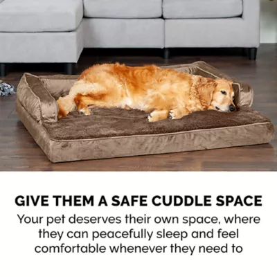 Product FurHaven Plush & Velvet Comfy Couch Orthopedic Sofa-Style Dog Bed - Almondine