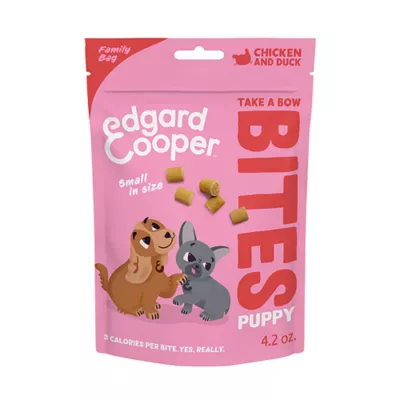 Product Edgard & Cooper Take A Bow Small Bites Puppy Training Dog Treats - Chicken & Duck