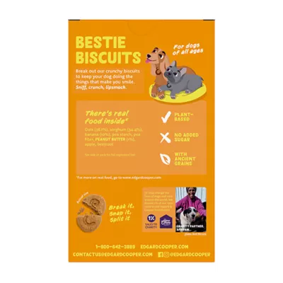 Product Edgard & Cooper Bestie Biscuits Crunchy Dog Treats - Oatmeal with Peanut Butter Flavor, 14.1 oz