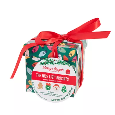 Product Merry and Bright Santa Present Decorated Biscuit Dog Treat 4.65 OZ