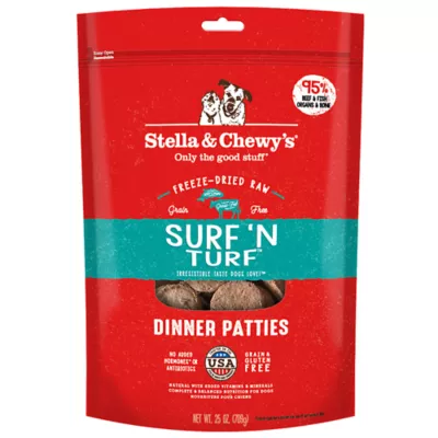 Product Stella & Chewy's Freeze-Dried Raw Dinner Patties All Life Stages Dry Dog Food - Surf 'N Turf
