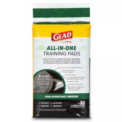 Product Glad for Pets Activated Carbon Training Pads for Puppies and Senior Dogs, 23" x 23" 30ct