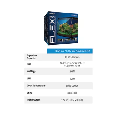 Product Fluval Flex 2.0 Aquarium, 15 US Gal (57 L)
