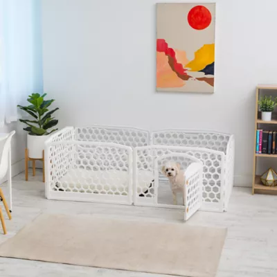 Product IRIS, 24-inch Exercise Multi-Panel Pet Playpen with Door, White
