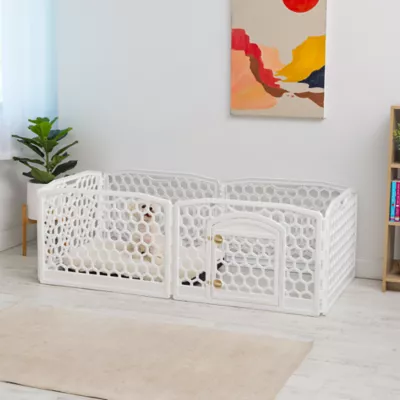 Product IRIS, 24-inch Exercise Multi-Panel Pet Playpen with Door, White