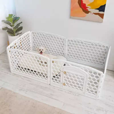 Product IRIS, 24-inch Exercise Multi-Panel Pet Playpen with Door, White