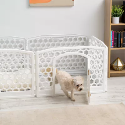 Product IRIS, 24-inch Exercise Multi-Panel Pet Playpen with Door, White