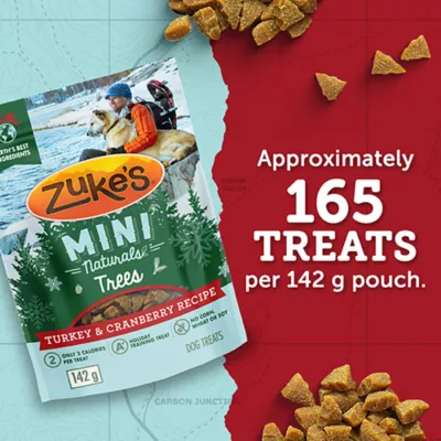 Product Zuke's Mini Naturals Dog Treats - Tender Bites Trees - Turkey and Cranberry Recipe, 142 g