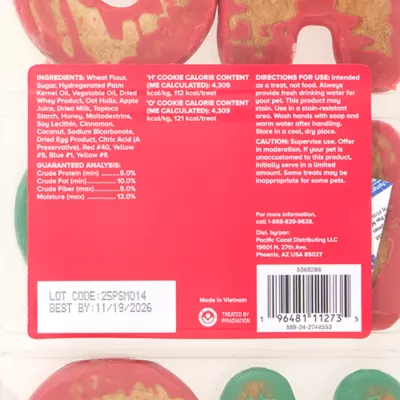 Product Merry and Bright Ho Ho Ho Decorated Cookie Dog Treats 6 Count 5.7 OZ