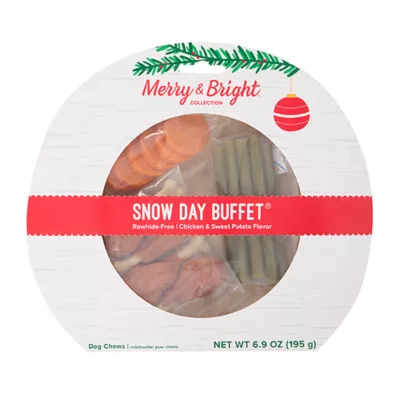 Product Merry and Bright Rawhide Alternative Dinner Plate Dog Treat 6.9 OZ