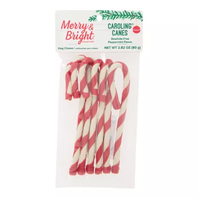 Product Merry and Bright Rawhide Alternative Candy Cane Dog Treats 6 Count 2.8 OZ
