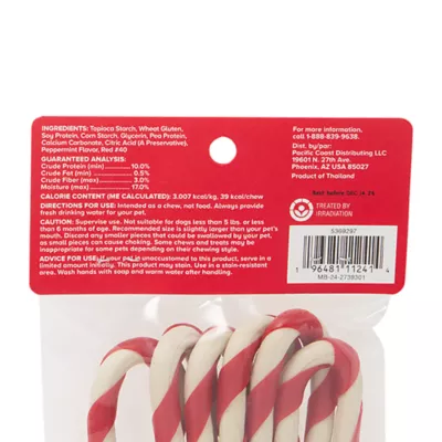 Product Merry and Bright Rawhide Alternative Candy Cane Dog Treats 6 Count 2.8 OZ