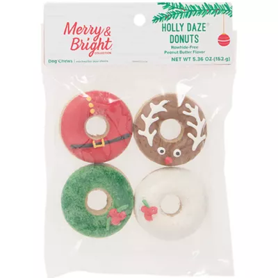 Product Merry and Bright Rawhide Alternative Glazed Donuts 4 Count 5.3 OZ