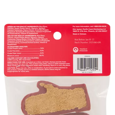 Product Merry and Bright Peanut Butter Filled Mittens Dog Treats 4.2 OZ