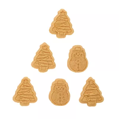 Product Merry and Bright Snowmen and Tree Shaped Meaty Dog Treats 6 OZ