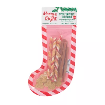 Product Merry and Bright Meaty Variety Pack Stocking Dog Treats 3.5 OZ