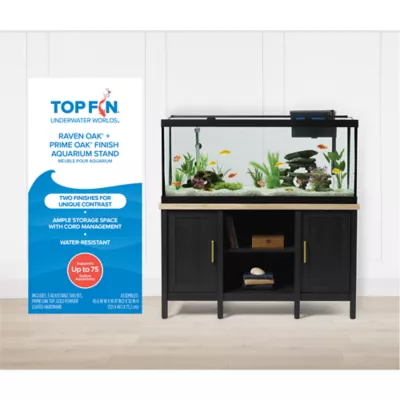 Product Top Fin® Bow Front Raven Oak Finish Aquarium Stand