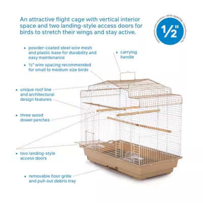 Product Prevue Pet Products Cockatiel Flight Bird Cage in Brown and White